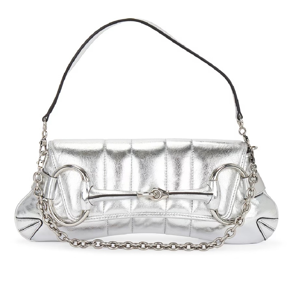 Gucci Horsebit Clutch in Silver